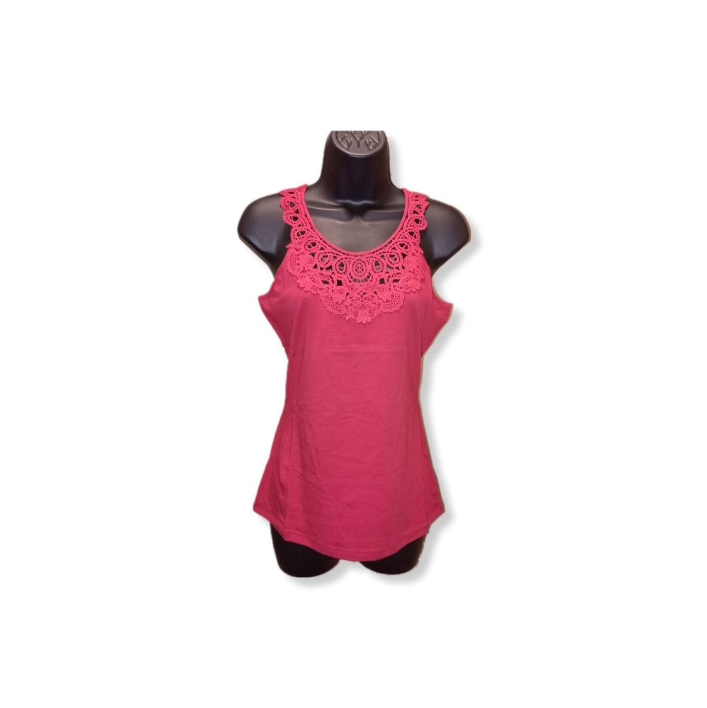 Yoins Red Wine Lace Front Women's sleeveless shirt